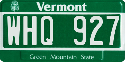 VT license plate WHQ927
