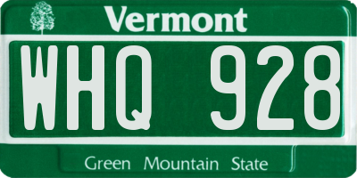 VT license plate WHQ928