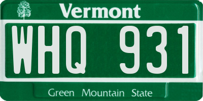 VT license plate WHQ931