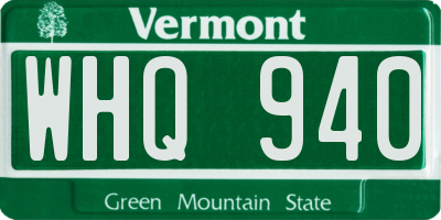 VT license plate WHQ940