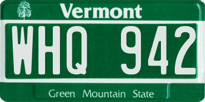 VT license plate WHQ942
