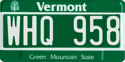 VT license plate WHQ958