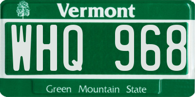 VT license plate WHQ968
