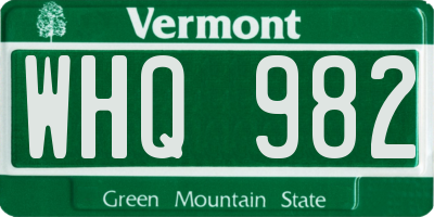 VT license plate WHQ982