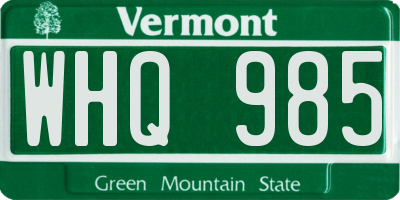 VT license plate WHQ985