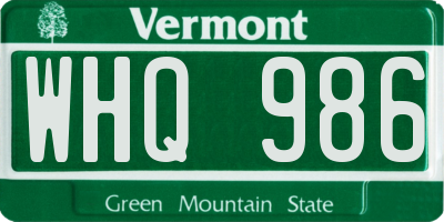 VT license plate WHQ986