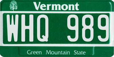 VT license plate WHQ989