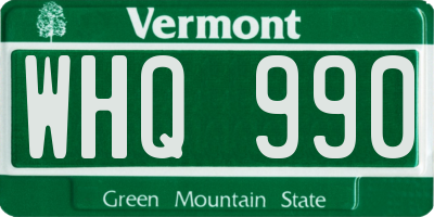VT license plate WHQ990