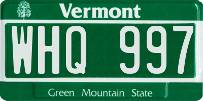 VT license plate WHQ997