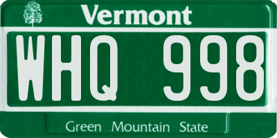 VT license plate WHQ998
