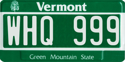 VT license plate WHQ999