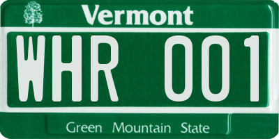 VT license plate WHR001