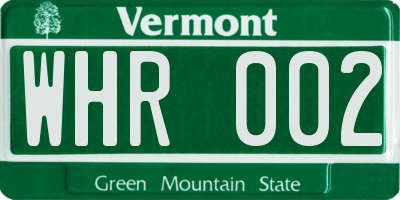 VT license plate WHR002