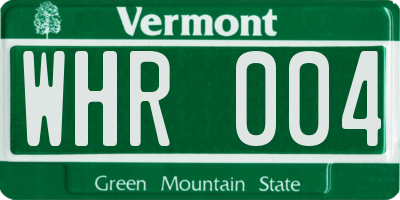 VT license plate WHR004