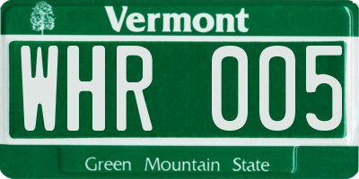 VT license plate WHR005