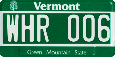 VT license plate WHR006