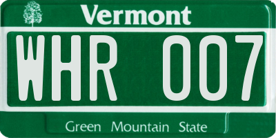 VT license plate WHR007