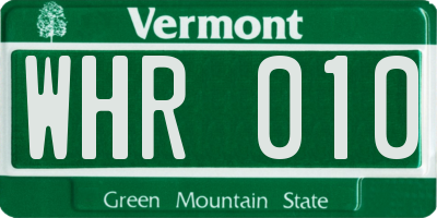 VT license plate WHR010