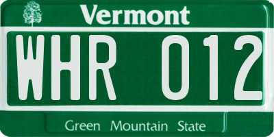 VT license plate WHR012