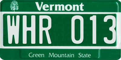 VT license plate WHR013