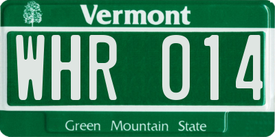 VT license plate WHR014