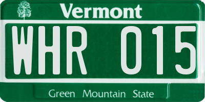 VT license plate WHR015
