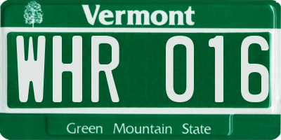VT license plate WHR016