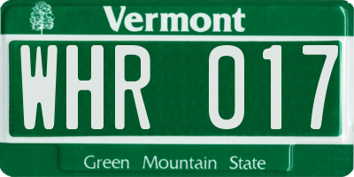VT license plate WHR017