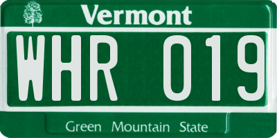 VT license plate WHR019