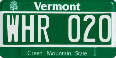 VT license plate WHR020