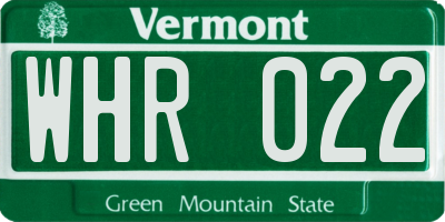 VT license plate WHR022