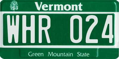 VT license plate WHR024