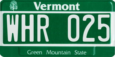 VT license plate WHR025