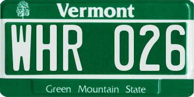 VT license plate WHR026