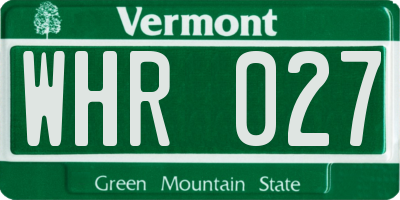 VT license plate WHR027