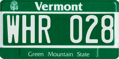 VT license plate WHR028