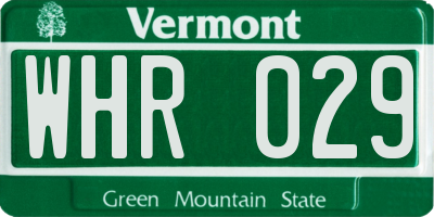 VT license plate WHR029