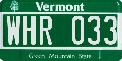 VT license plate WHR033