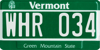 VT license plate WHR034