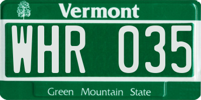 VT license plate WHR035
