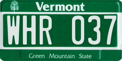 VT license plate WHR037