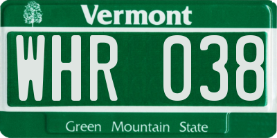 VT license plate WHR038