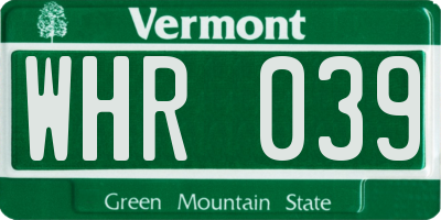 VT license plate WHR039