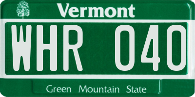 VT license plate WHR040