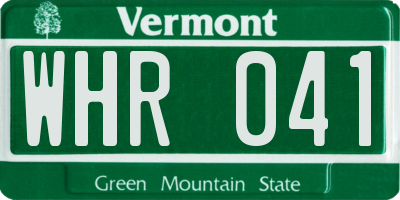VT license plate WHR041