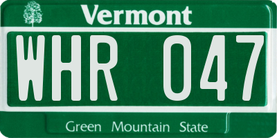 VT license plate WHR047