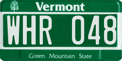 VT license plate WHR048