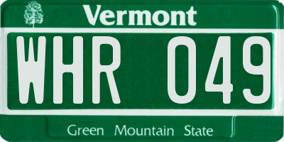 VT license plate WHR049