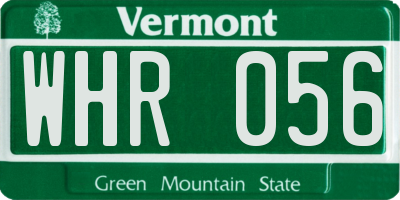 VT license plate WHR056