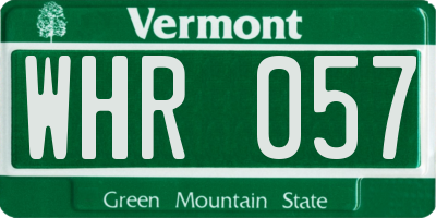 VT license plate WHR057
